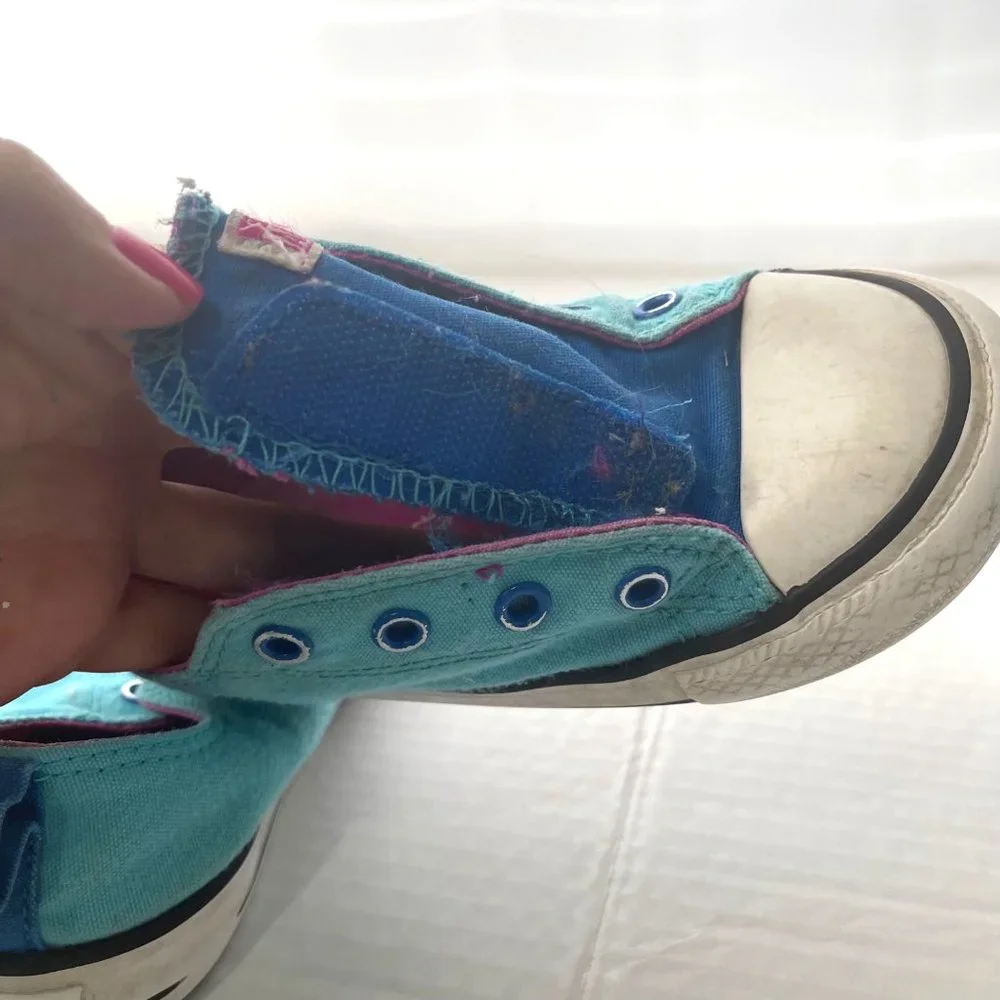 Converse Kids Slip-On Sneakers Teal Blue with White Toe Caps